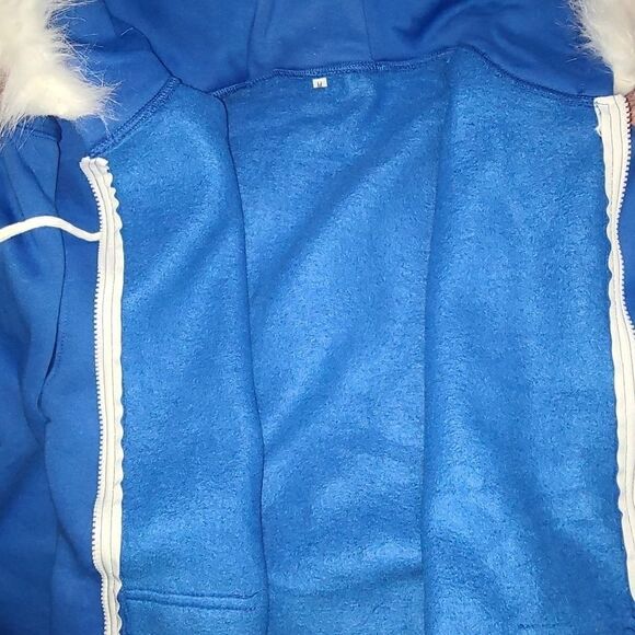 Long Sleeve Full Zipper Blue Sweater - Picture 6 of 6